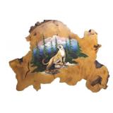 Painted Mountain Lion Wooden Wall Art