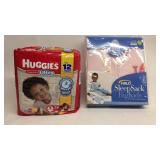 Huggies - Size 5 Diapers & Sleep Sack(Size 2 - 3T)