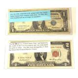 Vintage Silver Certificate & $2 Bill