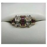 Genuine Ruby and Diamond Ring, Size 6