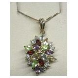 Amethyst, Garnet, Peridot Gemstone Necklace
