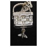Sterling Silver Basket Pendant Necklace