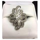 Diamond Ribbon Ring, Size 6.5