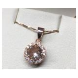 22k Rose Gold Morganite Pendant & 16” Chain