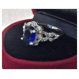 Blue Sapphire Ring Marked 14K Size 8