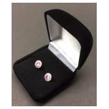 Natural Pink Sapphire Solitaire Earring Set