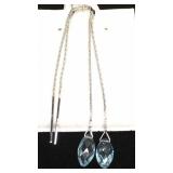 10K White Gold and Swiss Blue Earrings