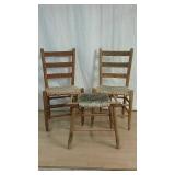 2 Woven Cane Bottom Chairs w/ Table