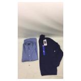 Men’s Large Pullover Sweater and Dress Shirt