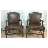Burgundy Red Leather Arm Chairs