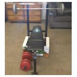 Weight Bench w/Barbell & Weights