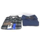 Mens Large Sweater & Flannel Shirt