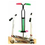 2 Razor Scooters and 1 Pogo Stick