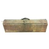 Antique Metal Tool Box w/ Leather Handle