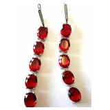 Ruby & Silver Dangling Earrings