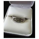 10K Mens White Gold & Diamond Wetting Band Size 10