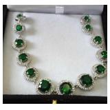 8.5" Emerald & Silver Bracelet