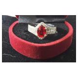 14K Ruby & White Sapphire Ring Size 7