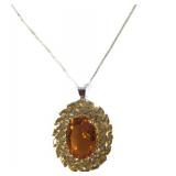 Golden Citrine & Sterling Silver Pendant