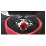 14K Ruby & White Sapphire Ring Size 7