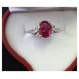 14K Ruby Solitaire Ring Size 7.5