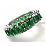 Emerald & Silver Birthstone Ring Size 7