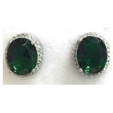 4.5CTW Emerald Solitaire & Silver Earrings