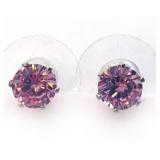 1.5CTW Pink Sapphire & Silver Earrings