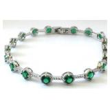 5.0CTW Emerald & Silver 7" Tennis Bracelet