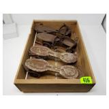 2 Sets of Vintage Roller Skates w/Wood Box
