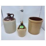 Stoneware Shoulder Jug, Crock & Planter
