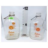 (2) One Gallon Golden Milk Glass Jugs