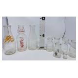 (3) One Quart Milk Bottles, (5) Half Pint Bottles,