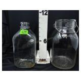 Half Gal. Milk Jar & 1 Gal. Milk Jar W/Wire Handle