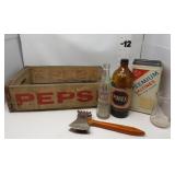 Pepsi Crate, Antique Meat Tenderizer & Containers