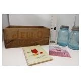 Jello Wooden Box-(2) Blue Ball Jars w/Jello Recipe