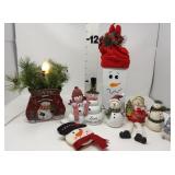 (8) Snowmen Decorations & (1) Lighted Candle