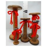 (5) Wooden Spools - Various Sizes