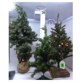 (3) Table Top Christmas Trees (1) w/Lights