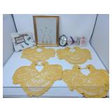 Double Peacock Doilies, Hardanger Angel, Crosses &