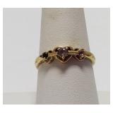 10K Heart Shaped Engraved Ring Size 8 1/4