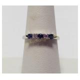 10K White Gold Man-Made Sapphire Ring Size 7