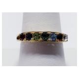 Unmarked Band w/Multi Colored Stones Size 9