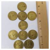 (10) Presidential Commemorative Coins