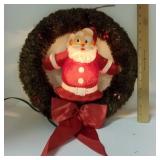 Vintage Lighted Santa Christmas Wreath