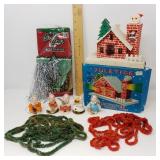 Vintage Lighted Chimney House-Tinsel-Elves-Garland