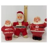 (2) Paper Mache Santas & (1) Cloth Santa