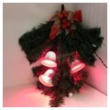 Vintage Lighted Evergreen Spray w/Red Bells