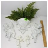 Homco Wall Pocket & Angels