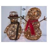 (2) Lighted Grapevine Snowmen